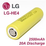 Аккумулятор 18650 Li-Ion LG ICR18650HE4 (LG HE4), 2500mAh, 20A, 4.2/3.6/2.5V, желтые