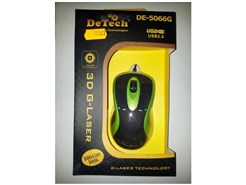 Мышь DeTech DE-5066G Rubber Shiny Black/Green, USB