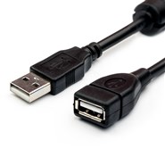 Удлинитель USB 2.0 1,5m AM/AF, ATcom, Black ферит