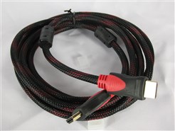 Кабель HDMI-HDMI V-1.4 1,5m 19PM/M OD-7.4mm 2 ферита, оплетка, Black/RED, коннектор RED/Black