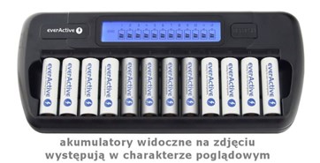 Зарядное устройство от 220V/12V, everActive NC-1200, 12 каналов, Ni-Cd/Ni-Mh, Refresh, LCD, Box