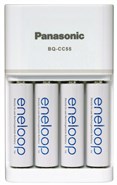 Зарядное устройство Panasonic BQ-CC55+BK-3MCCE (K-KJ55MCC40E), AA/AAA, Eneloop ready, LED индикатор, четырехканальная, 3.2/1.2A, Blister, White