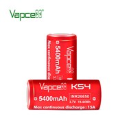 Аккумулятор 26650 Li-Ion Vapcell INR26650 K54, 5400mAh, 15A, 4.2/3.6/2.5V, Red