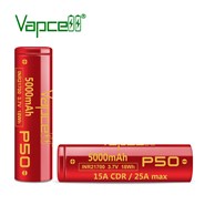 Аккумулятор 21700 Li-Ion Vapcell P50 INR21700 5000mAh, 15A, 4.2/3.6/2.5V, Red