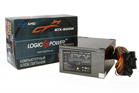 Блок питания компьютерный 500W 12cm LogicPower Black 2 SATA